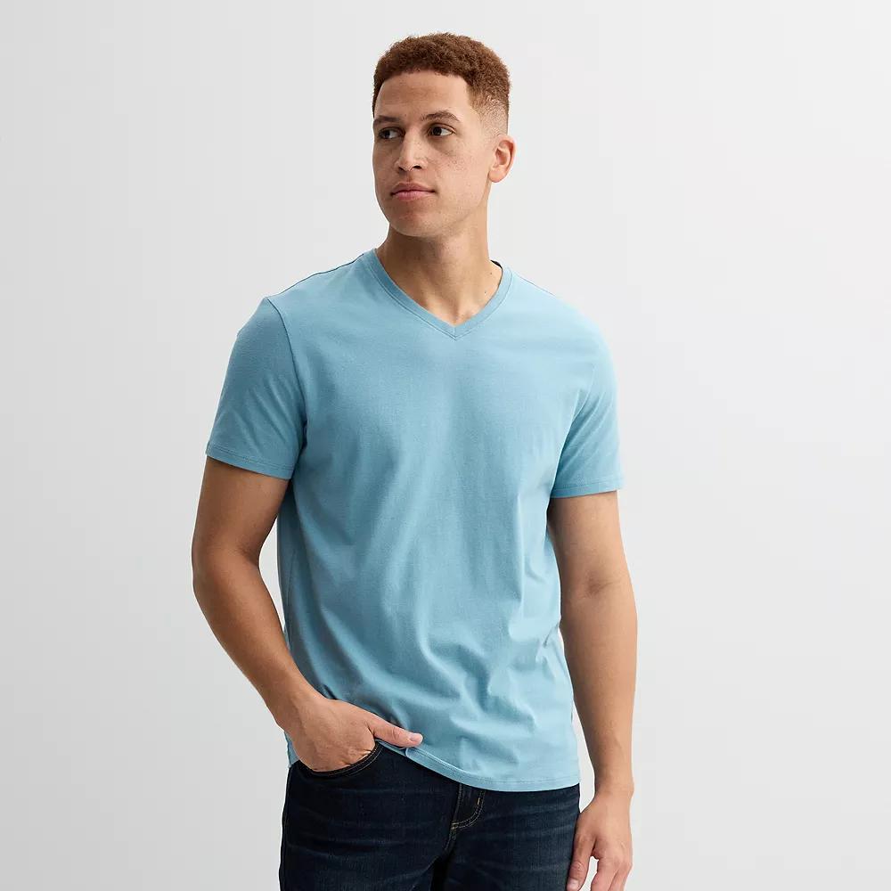 Men's Apt. 9® Premier Flex Short Sleeve V-Neck Tee, Size: XL, Silver Moss Product Image