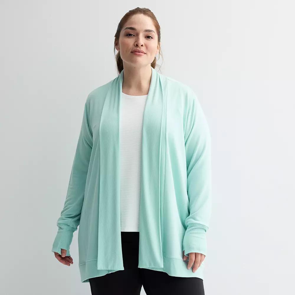 Plus Size Tek Gear® French Terry Wrap Cardigan, Women's, Size: 4XL, Hail Blue Product Image