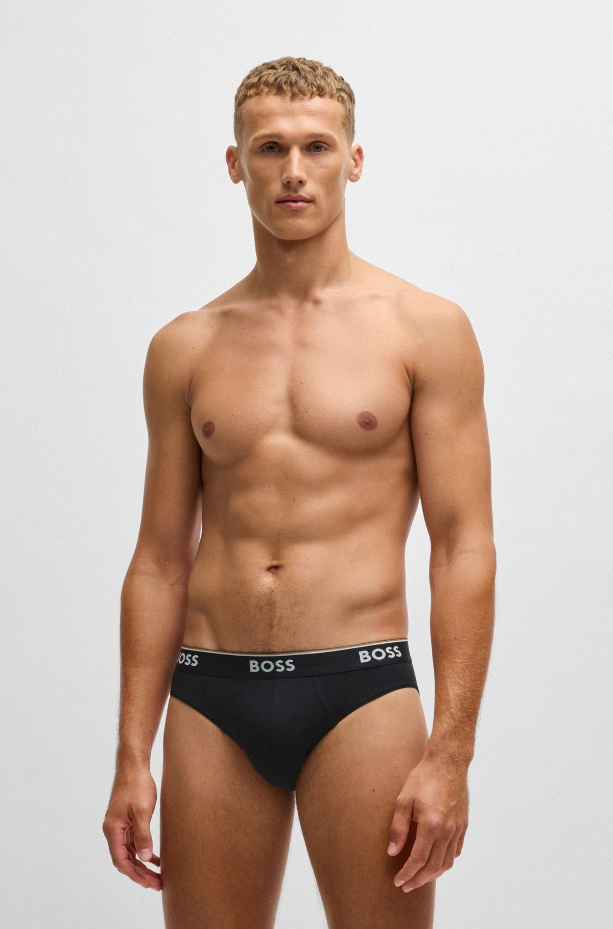 Three-pack of stretch-cotton briefs with logo waistbands Product Image