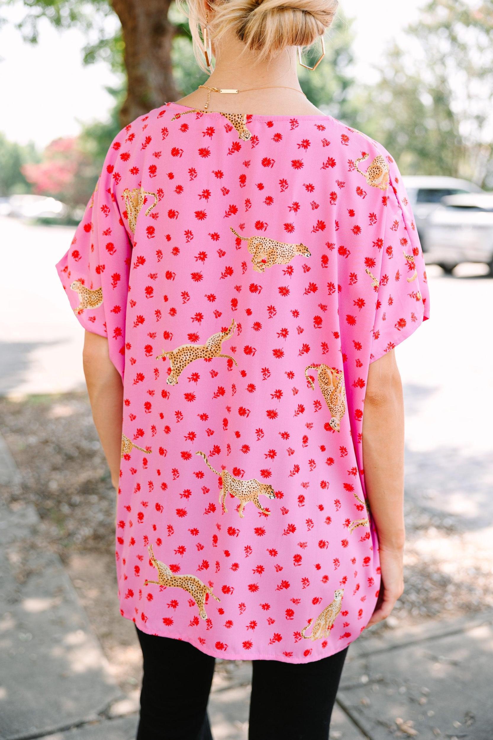 Go All Out Pink Leopard Top Female Product Image