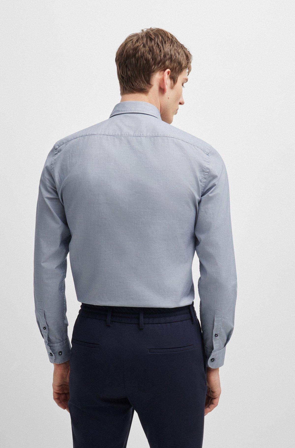 Casual-fit shirt in structured cotton with spread collar Product Image