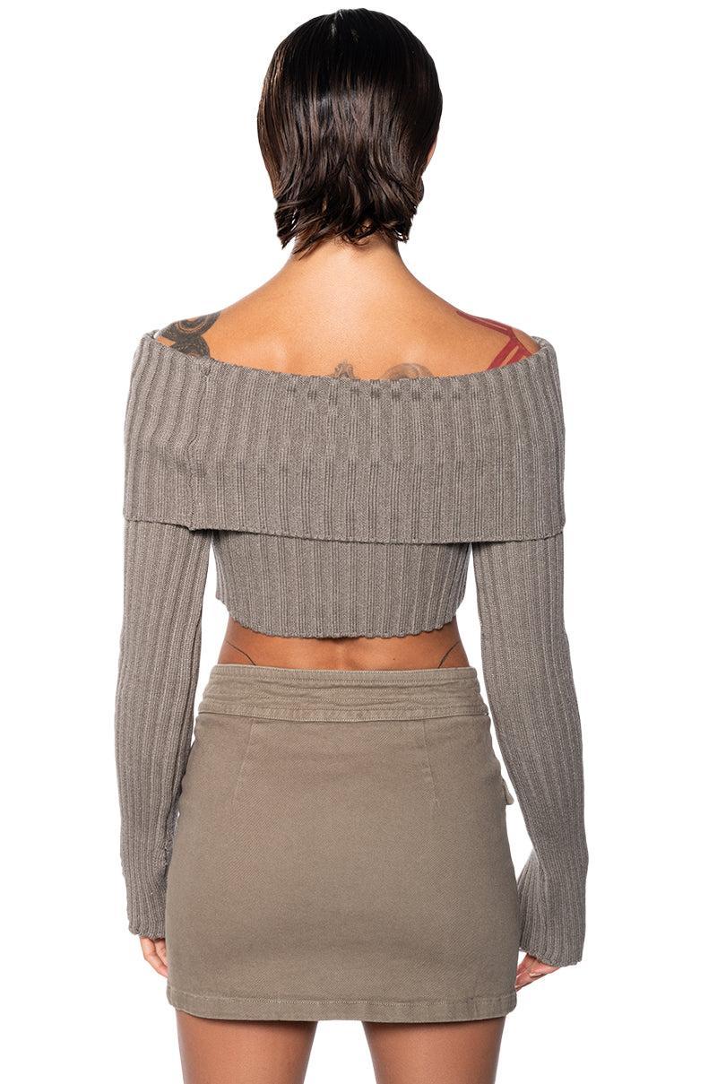GALE OFF THE SHOULDER DISTRESSED SWEATER Product Image