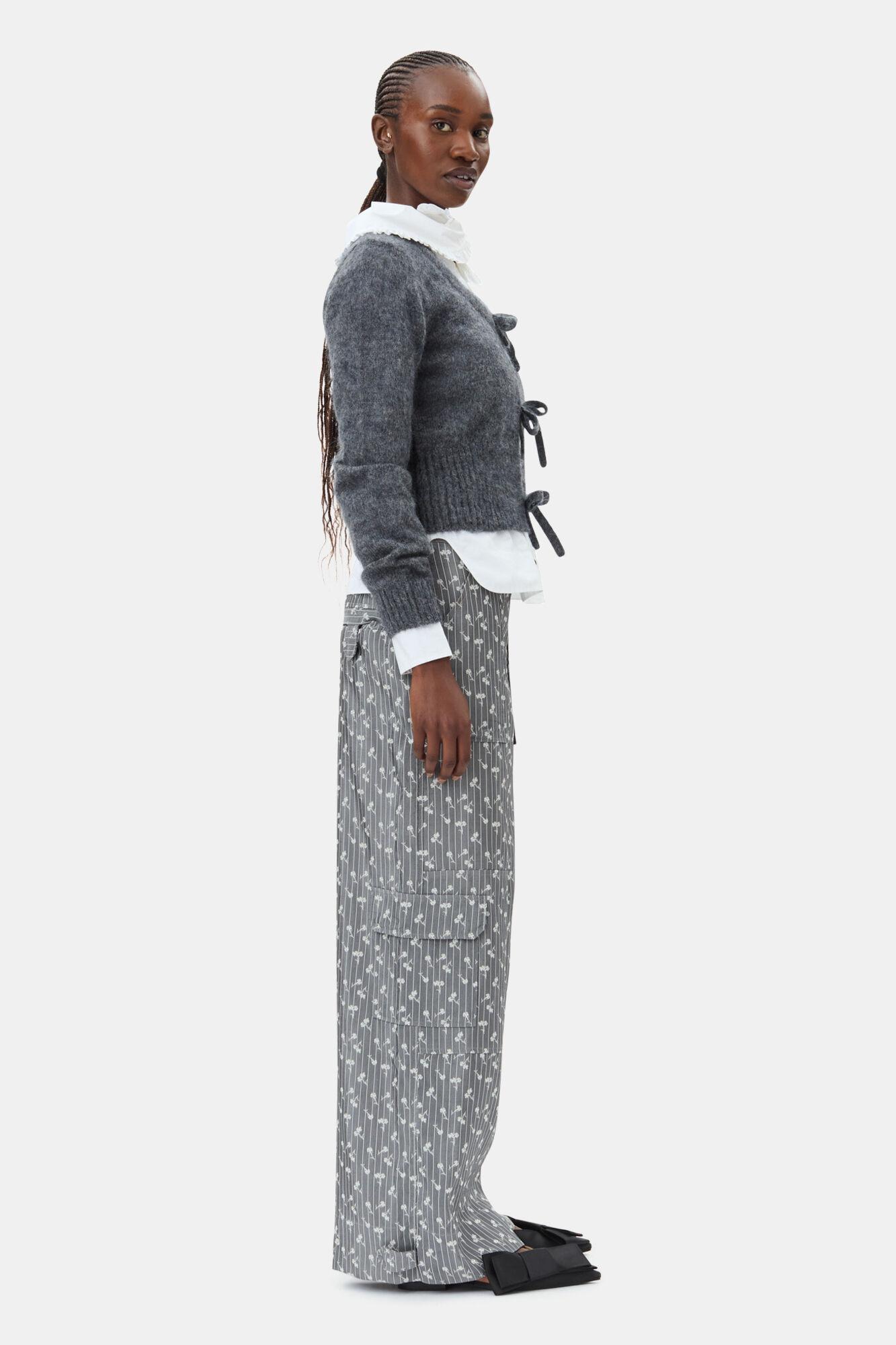 Grey Light Mohair Tie String Cardigan Product Image