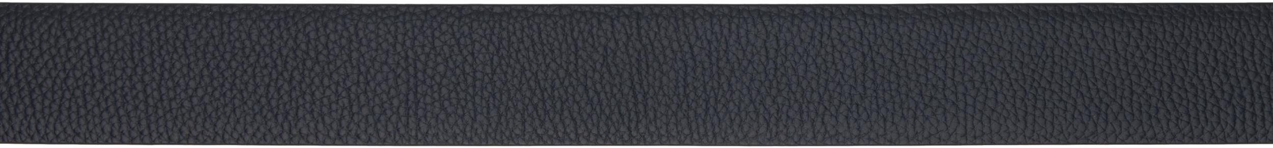 TOM FORD Navy & Black Grain Leather T Icon Reversible Belt In Dark Navy + Black Product Image