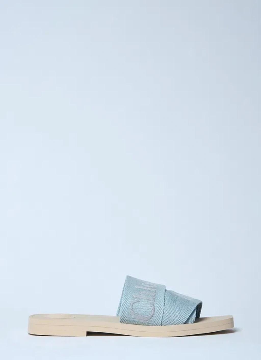 CHLOÉ Logo-print Slides In Blue Product Image