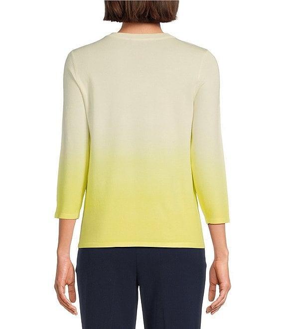 Investments Ombre 3/4 Sleeve Crew Neck Top Product Image