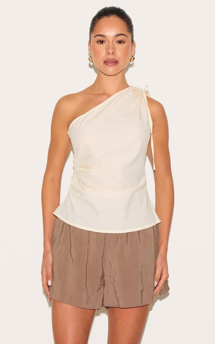  Mushroom Peached Woven Elasticated Waist Shorts Product Image
