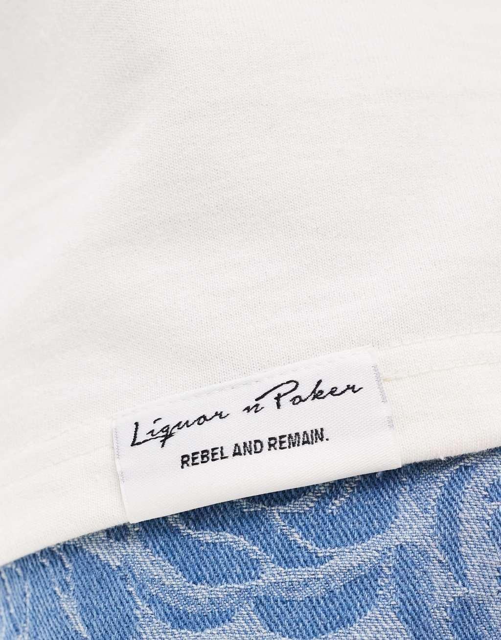 Liquor & Poker oversized t-shirt with fruit back print in white Product Image