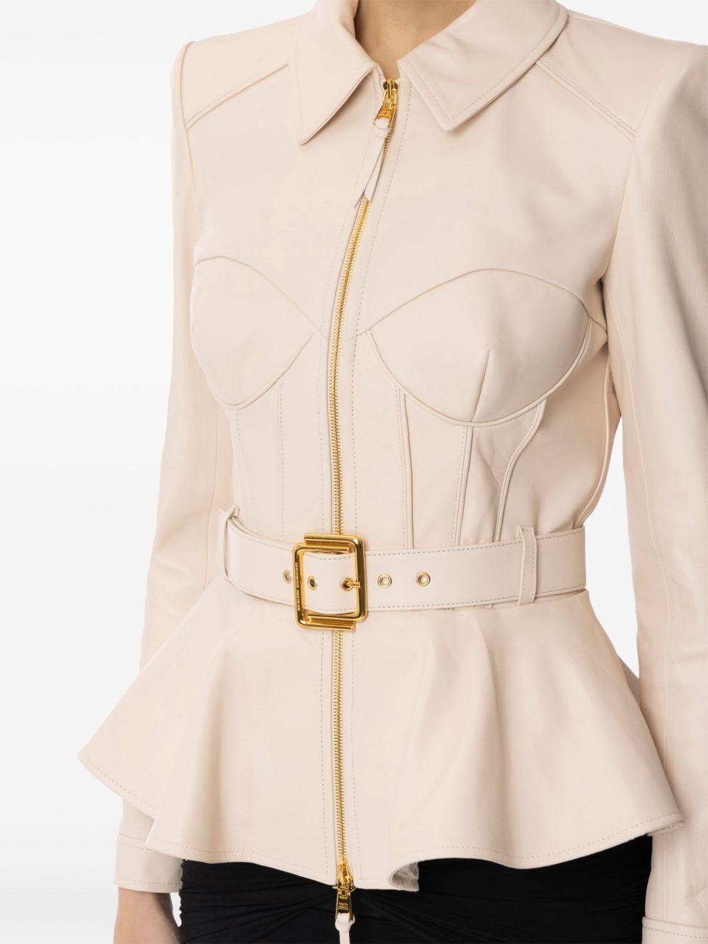 zip-up leather jacket Product Image