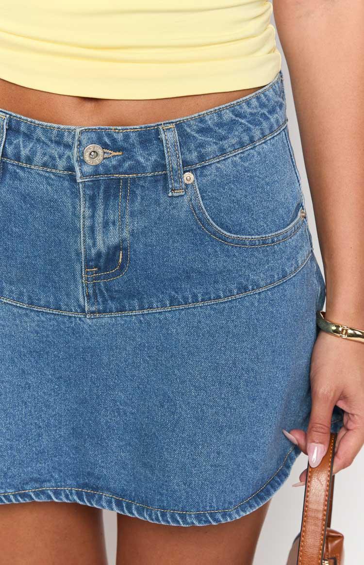 Quinley Mid Wash Denim Mini Skirt Girls Product Image