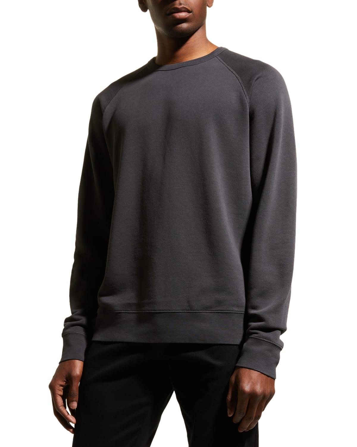 Mens French Terry Long Sleeve Crew Neck T-Shirt, Washed Black, Size XL Vince Product Image