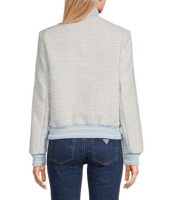Guess Gloria Long Sleeve Tweed Bomber Jacket Product Image