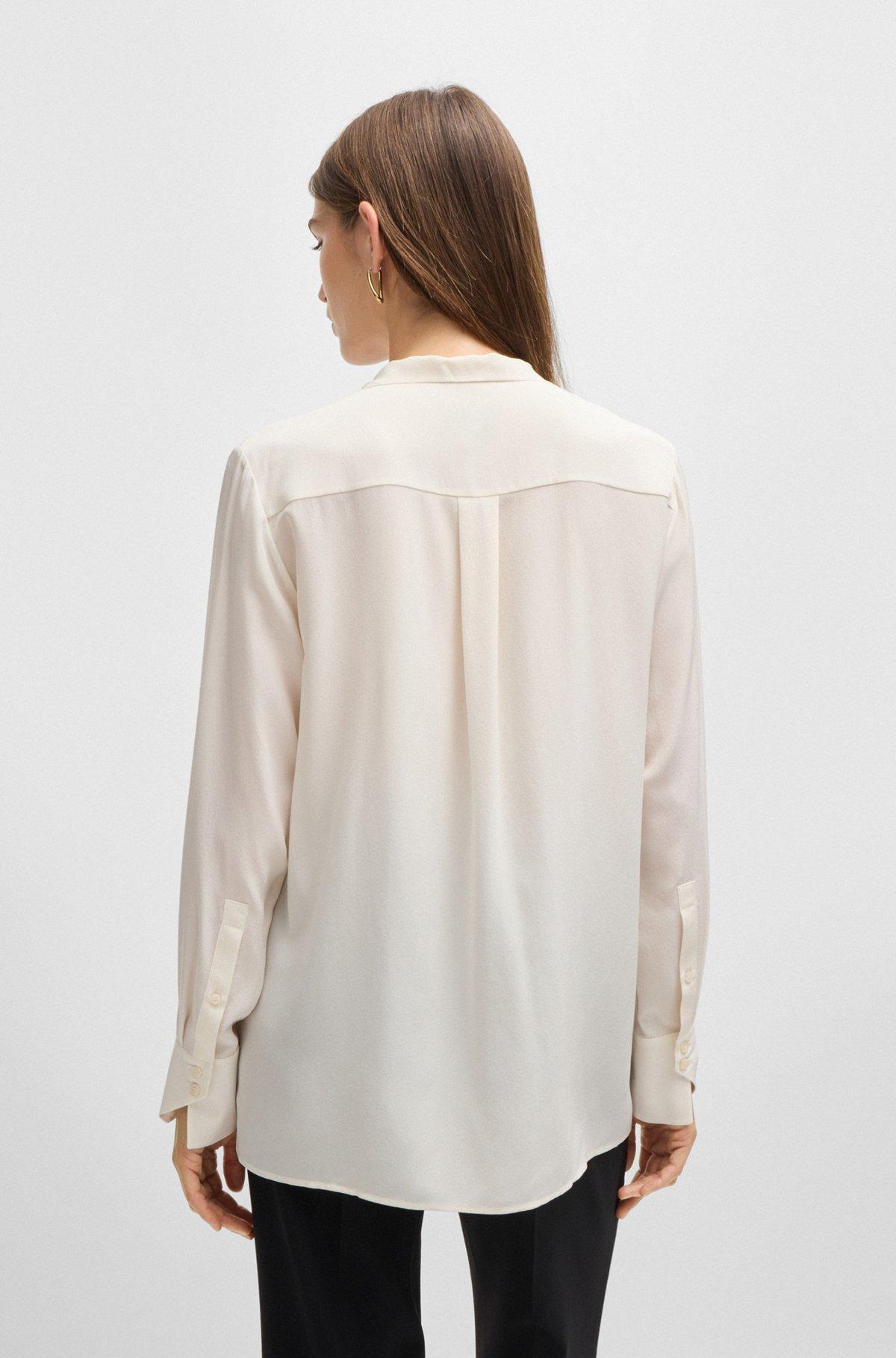 Regular-fit blouse in silk with bow-tie collar Product Image