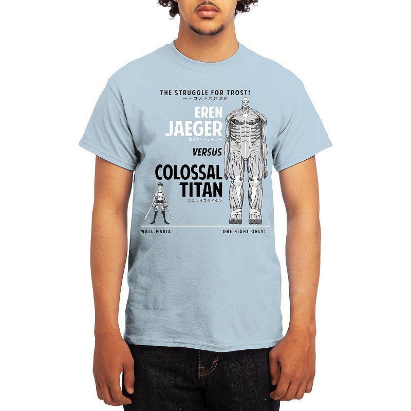 Men's Attack on Titan Eren Versus Colossal Titan Graphic Tee, Size: Large, Grey Lt Blue Product Image