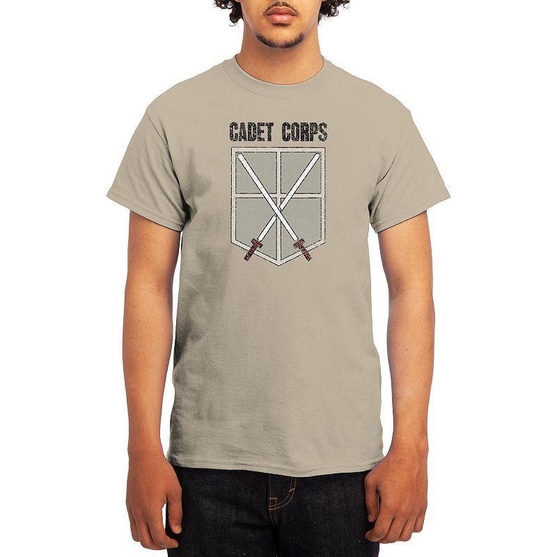 Men's Attack on Titan Distressed Cadet Corp Emblem Tee, Boy's, Size: XXL, Grey Red Product Image