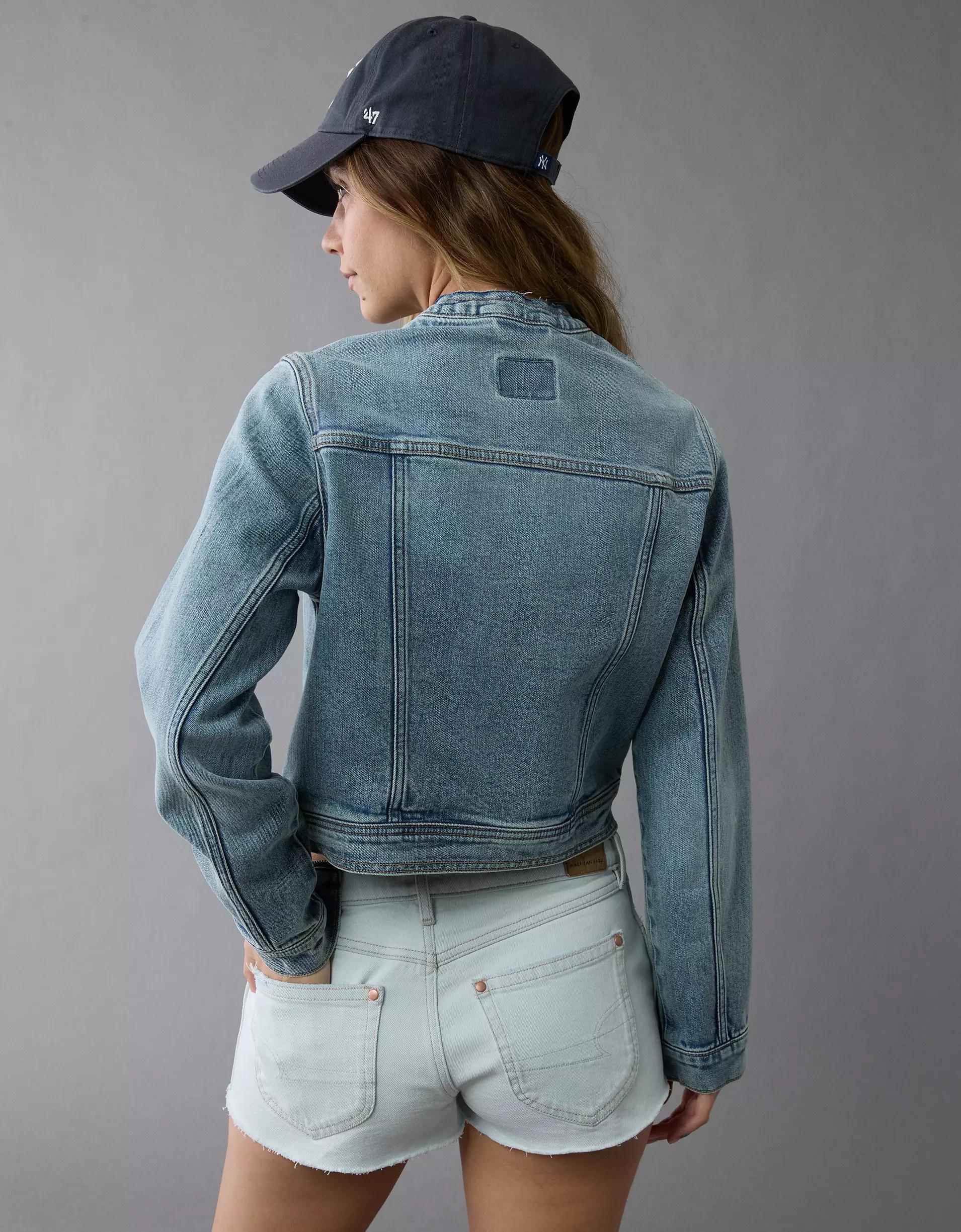 AE Zip-Up Denim Racer Jacket Product Image