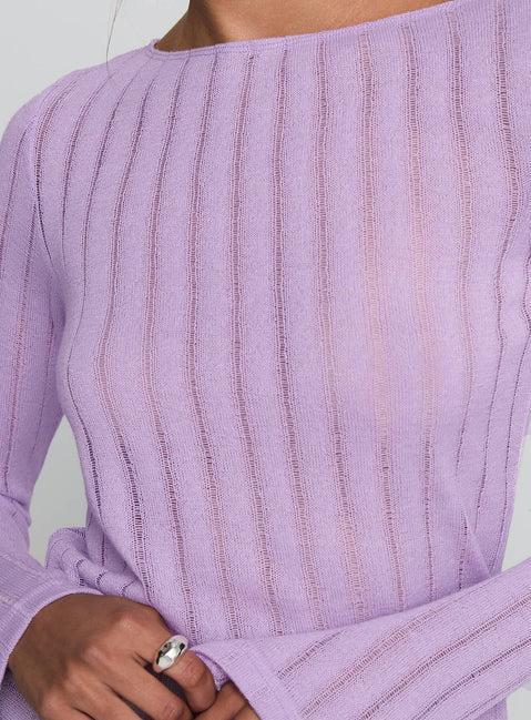 Tuppence Ribbed Long Sleeve Top Lilac Product Image