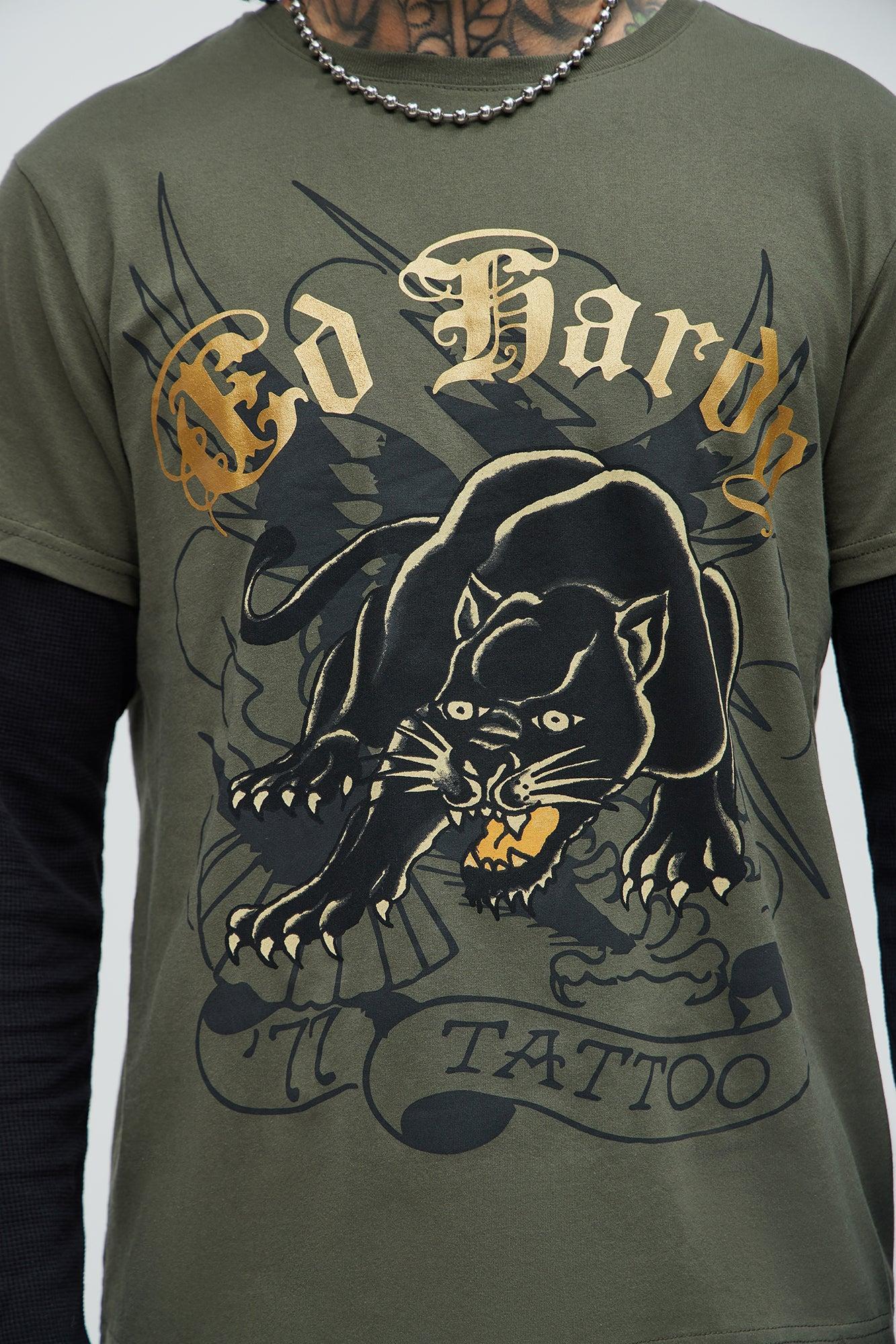 Ed Hardy Panther Thermal Long Sleeve - Olive/combo Product Image