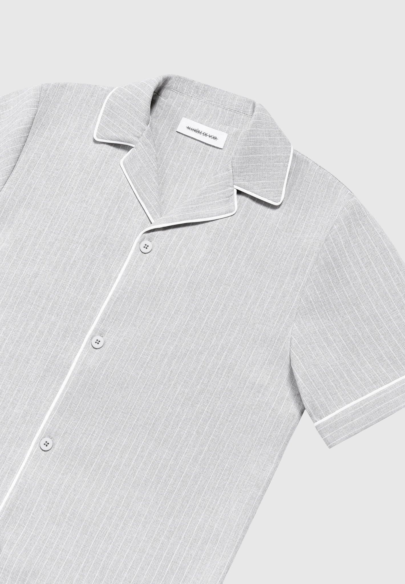 Pinstripe Revere Shirt - Grey Male Product Image