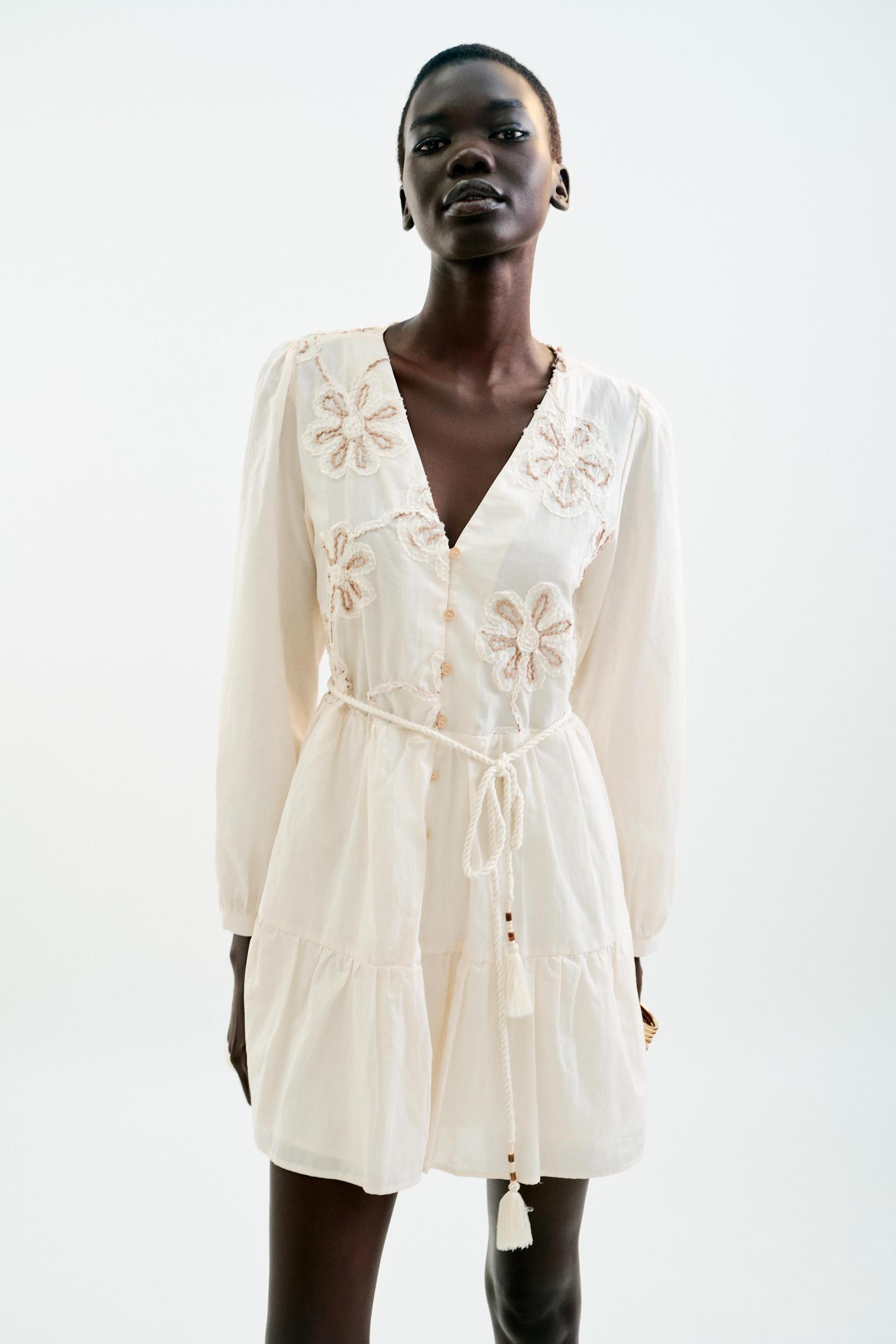EMBROIDERED TEXTURED DRESS Product Image