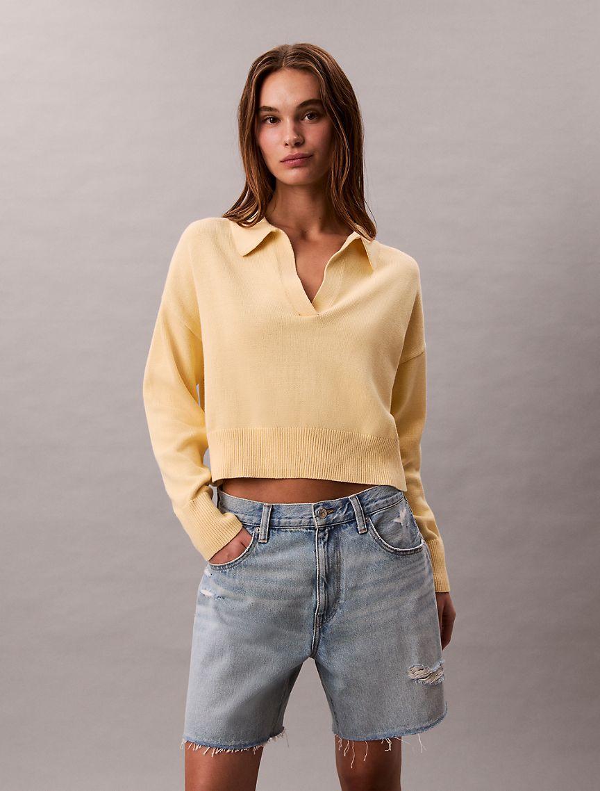 Smooth Cotton Polo Sweater Product Image