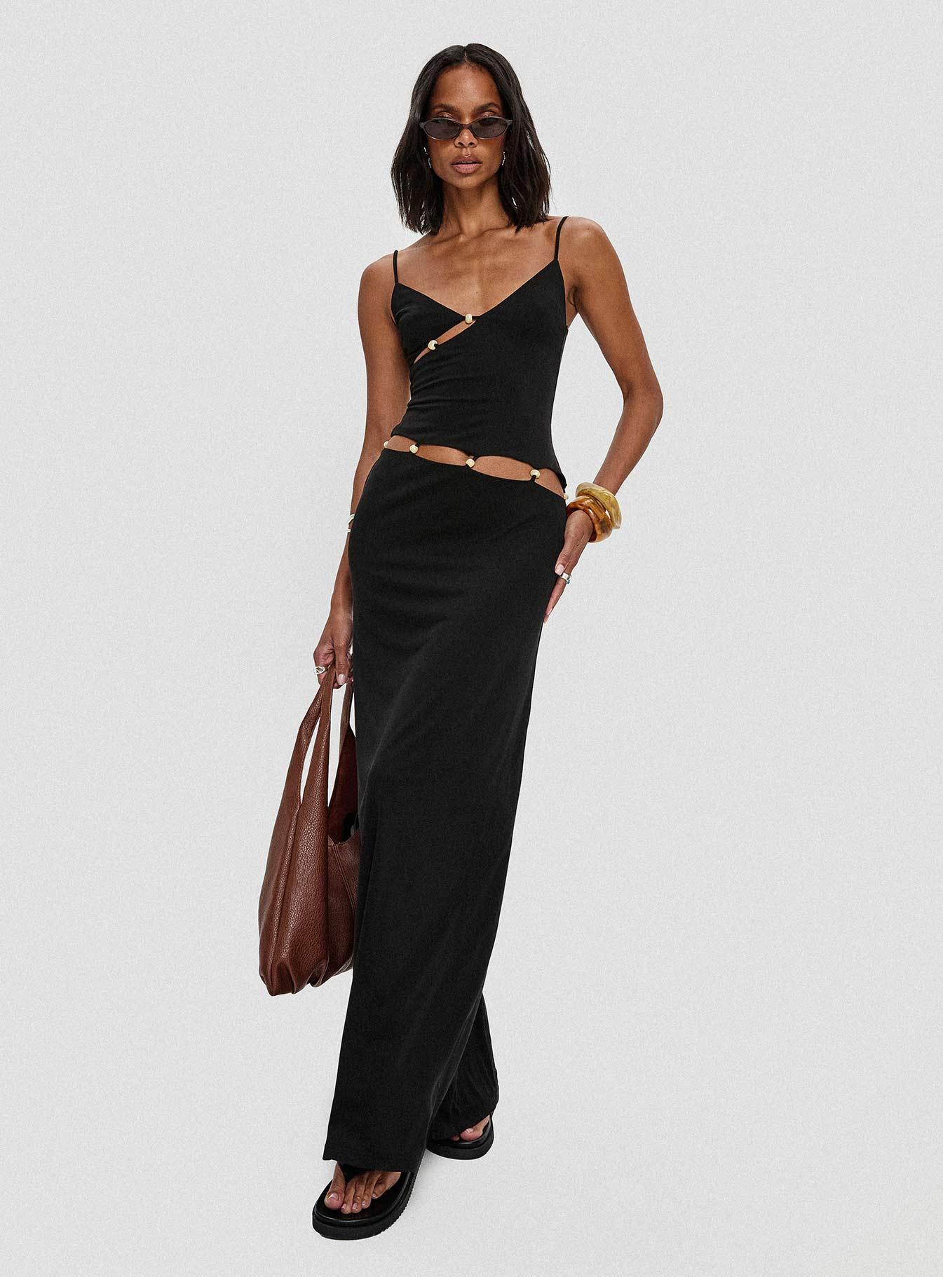 Allspice Beaded Maxi Dress Black Product Image