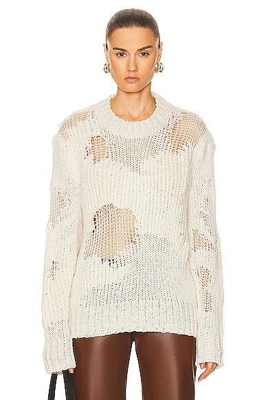 Chloe Distressed Sweater in Ivory Product Image