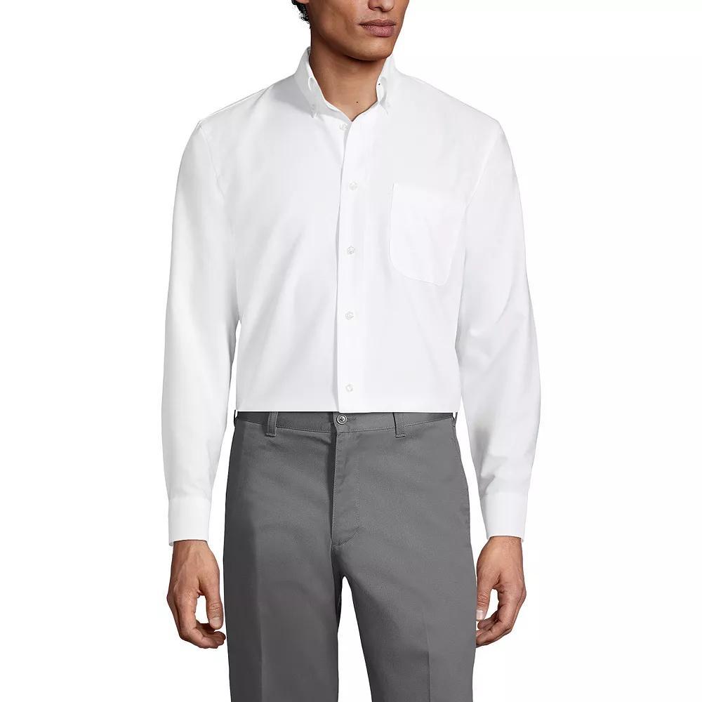 Men's Lands' End School Uniform Long Sleeve Solid Oxford Dress Shirt, Size: XXL, White Product Image