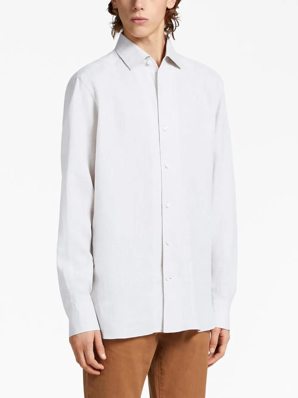 ZEGNA Tailored Cotton-linen Shirt In White Product Image