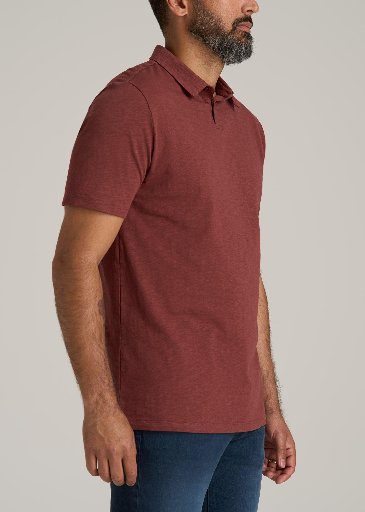 Slub Self Collar Tall Polo Shirt in Intense Rust Product Image