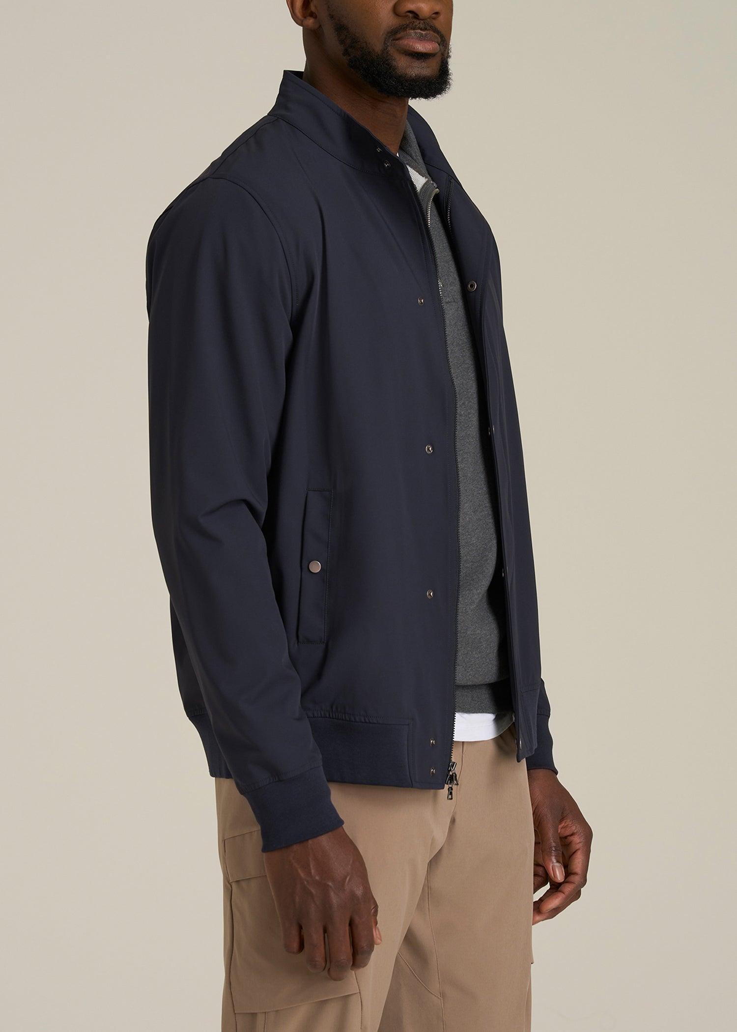 Motion Bomber Jacket for Tall Men in Deep Navy Product Image