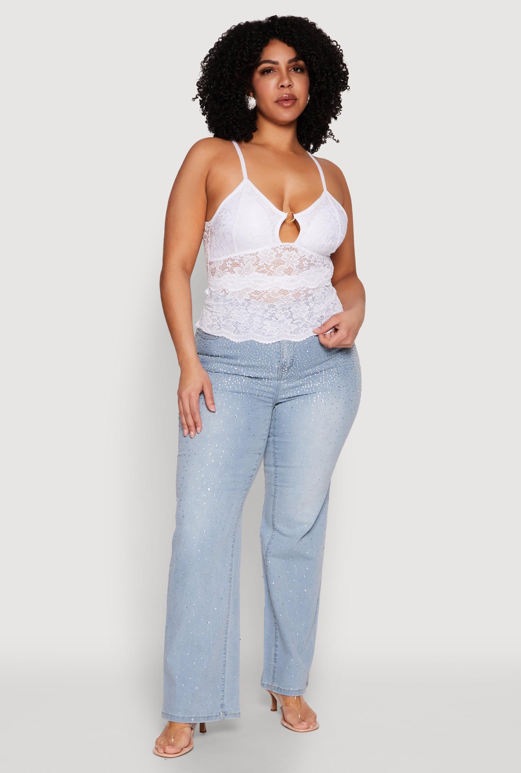 Womens Plus Size Floral Lace Keyhole Cami Product Image