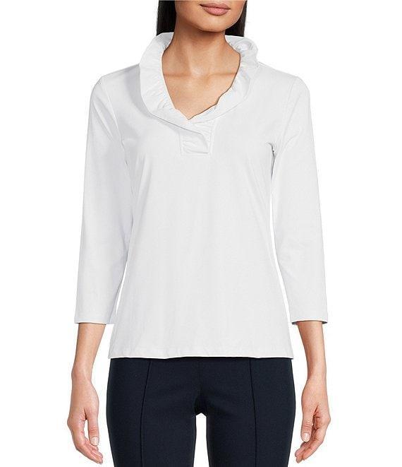 J.McLaughlin Durham 3/4 Sleeve Ruffle Top Product Image