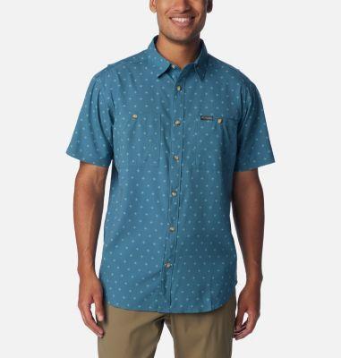 Men's Columbia UPF 40 Utilizer Printed Short Sleeve Button-Down Shirt, Size: Small, Spray Areca Product Image