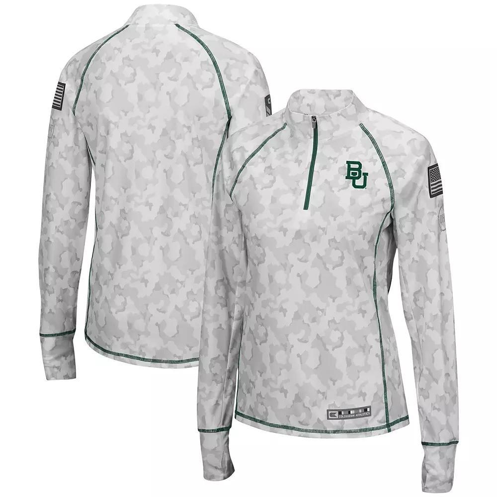 Women's Colosseum Camo Baylor Bears OHT Military Appreciation Officer Arctic Lightweight Quarter-Zip Top, Size: XL, Bay Green Product Image