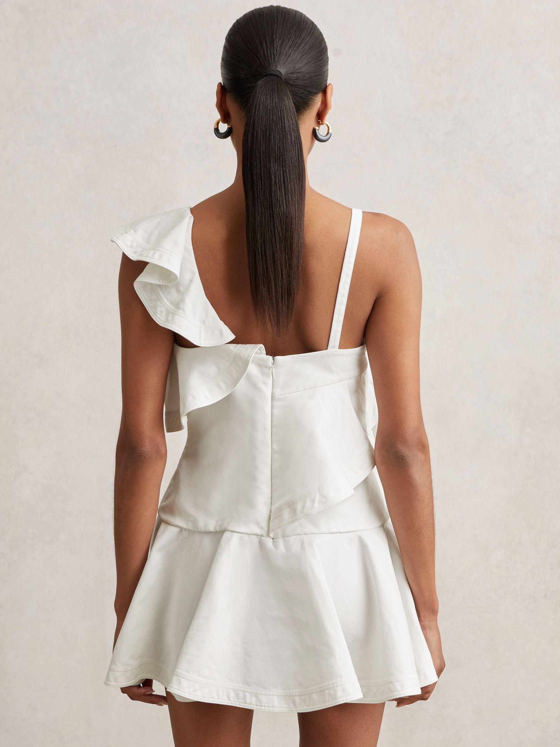 Cotton Tiered Ruffle Mini Dress in Ivory Product Image