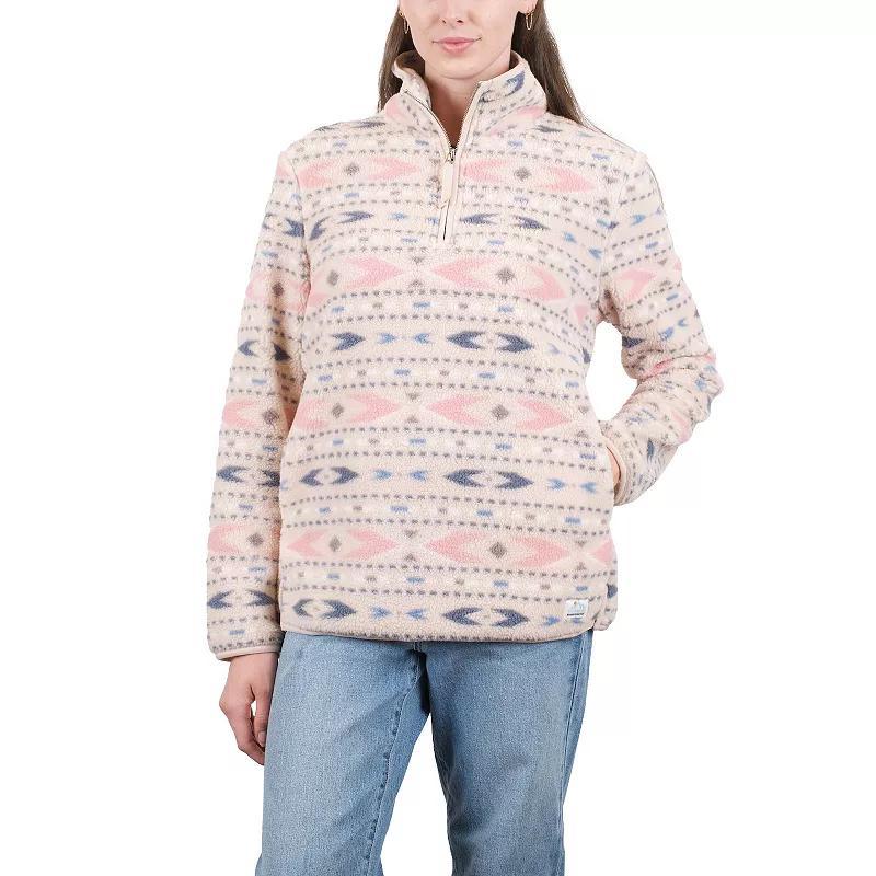 Women's Mountain and Isles Quarter Zip Printed Sherpa Pullover, Size: Large, Pink Product Image