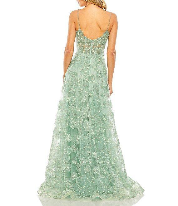 Mac Duggal Embroidered Floral Lace Sweetheart Neck Sleeveless Corset Mermaid Gown Product Image