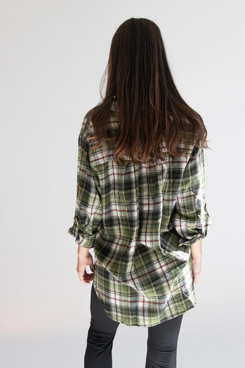 Oversized High-Low Hem Flannel Product Image