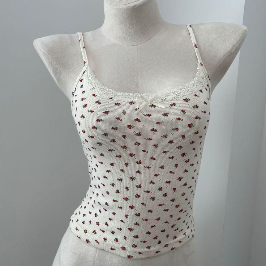 Floral Lace Trim Camisole Top Product Image