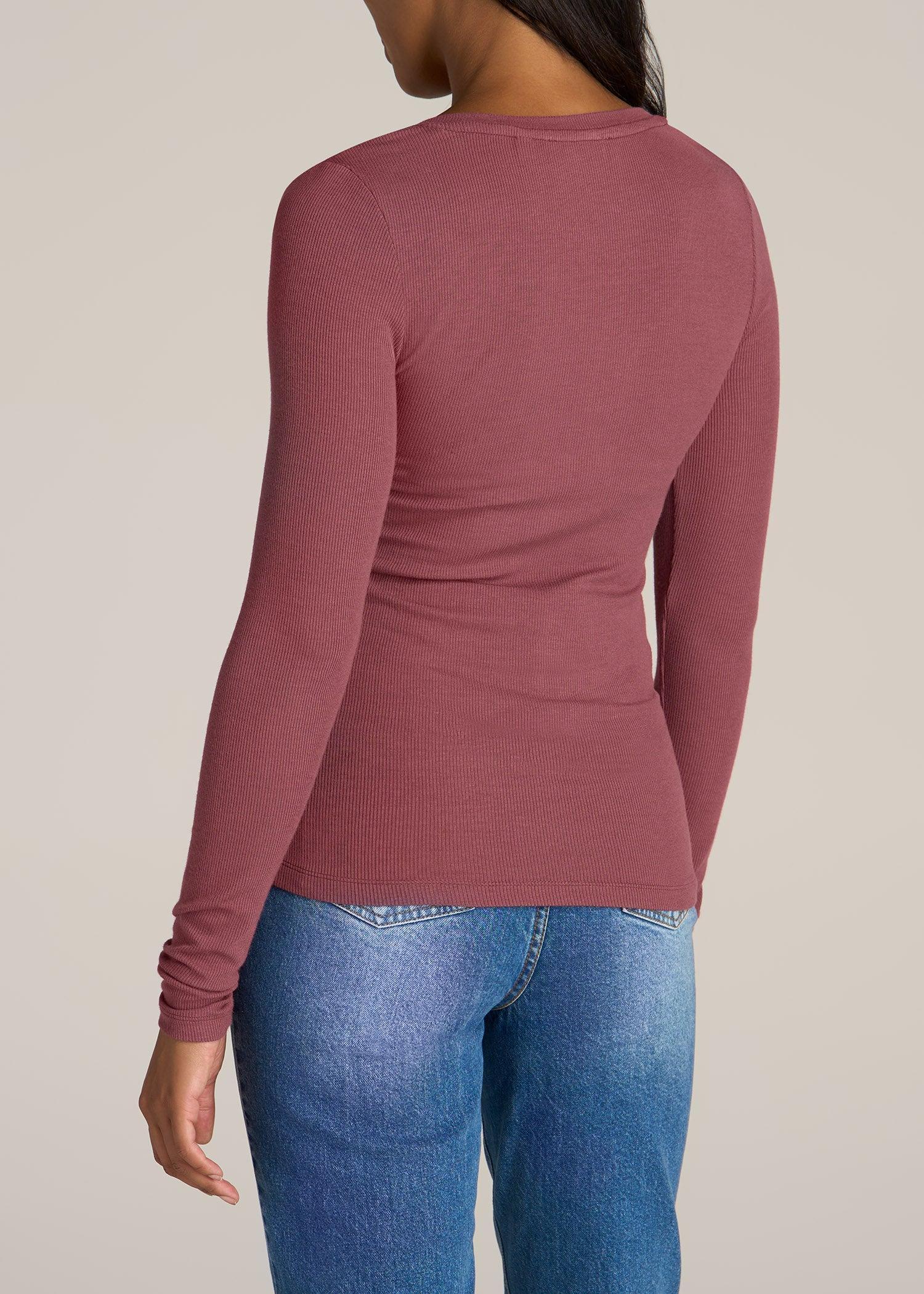 Tall Women's FITTED Ribbed Long Sleeve Henley in Astro Dust Product Image