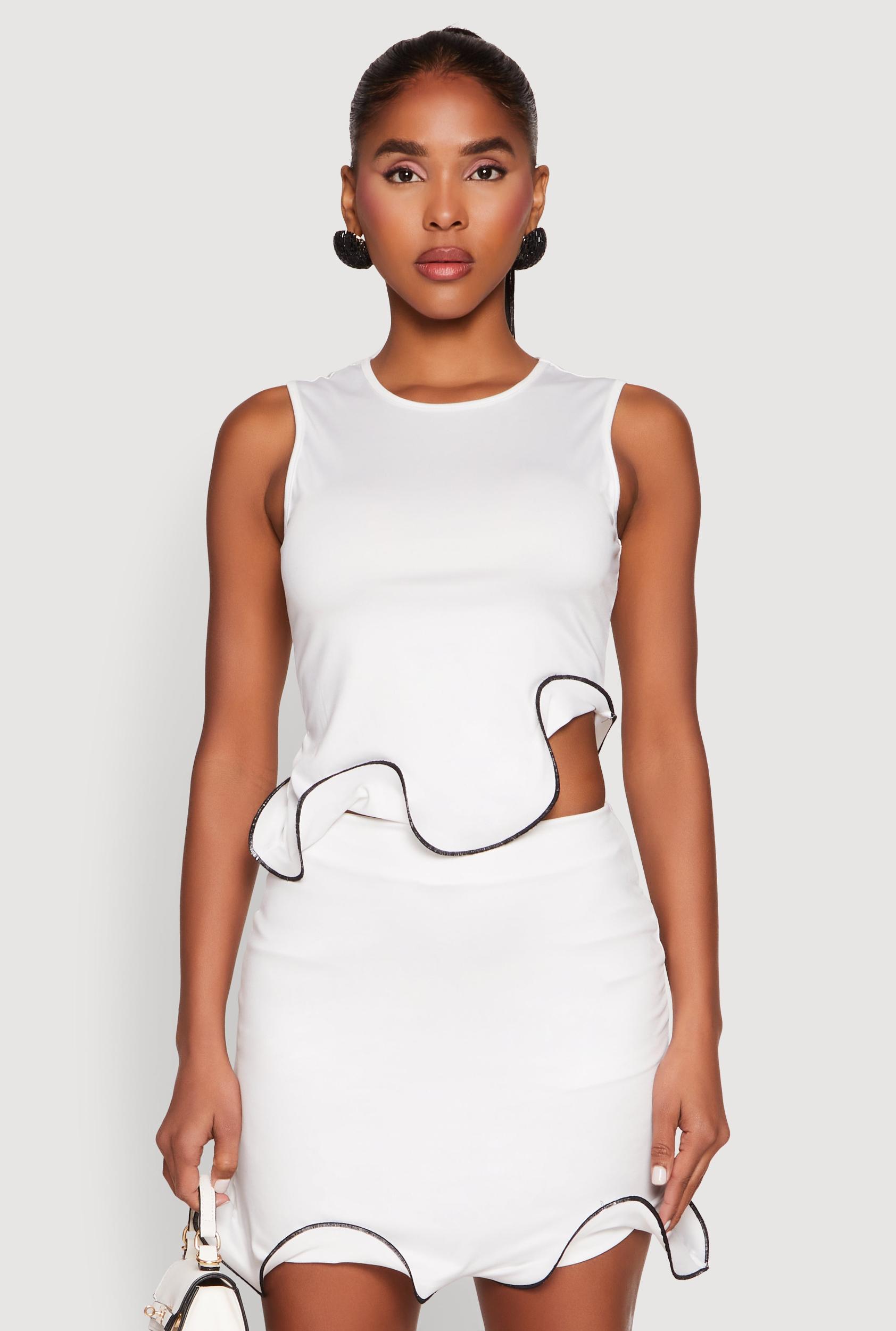 Womens Wave Structured Sleeveless Crop Top Product Image