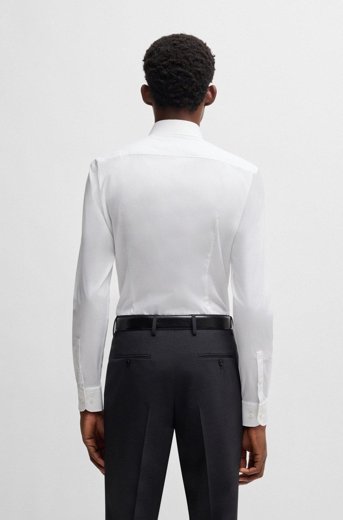 Slim-fit shirt in easy-iron stretch-cotton poplin Product Image
