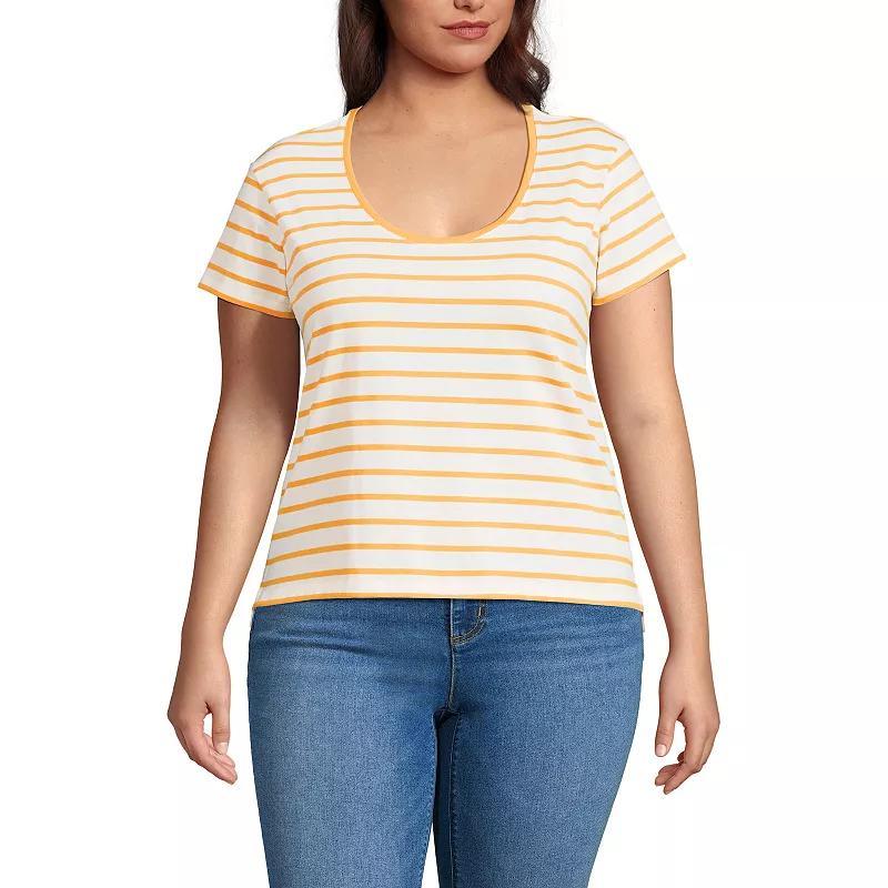 Plus Size Lands' End Short Sleeve Scoopneck T-Shirt, Women's, Size: 1XL, White Product Image
