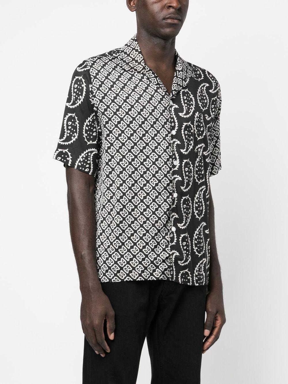 RHUDE Bandana Print Short Sleeve Button-up Camp Shirt In Black Product Image