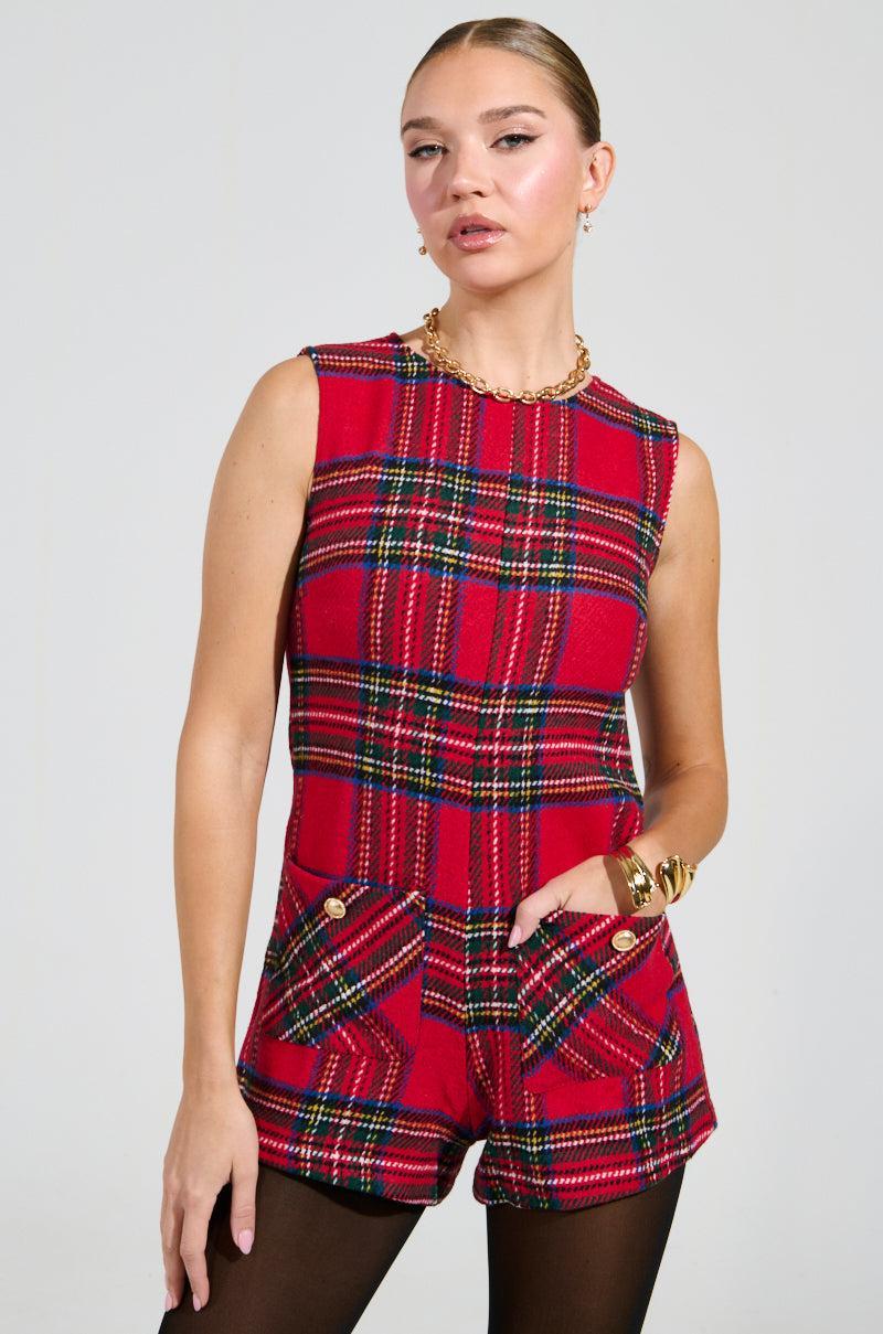 BEST DRESSED PLAID MINI DRESS IN RED Product Image