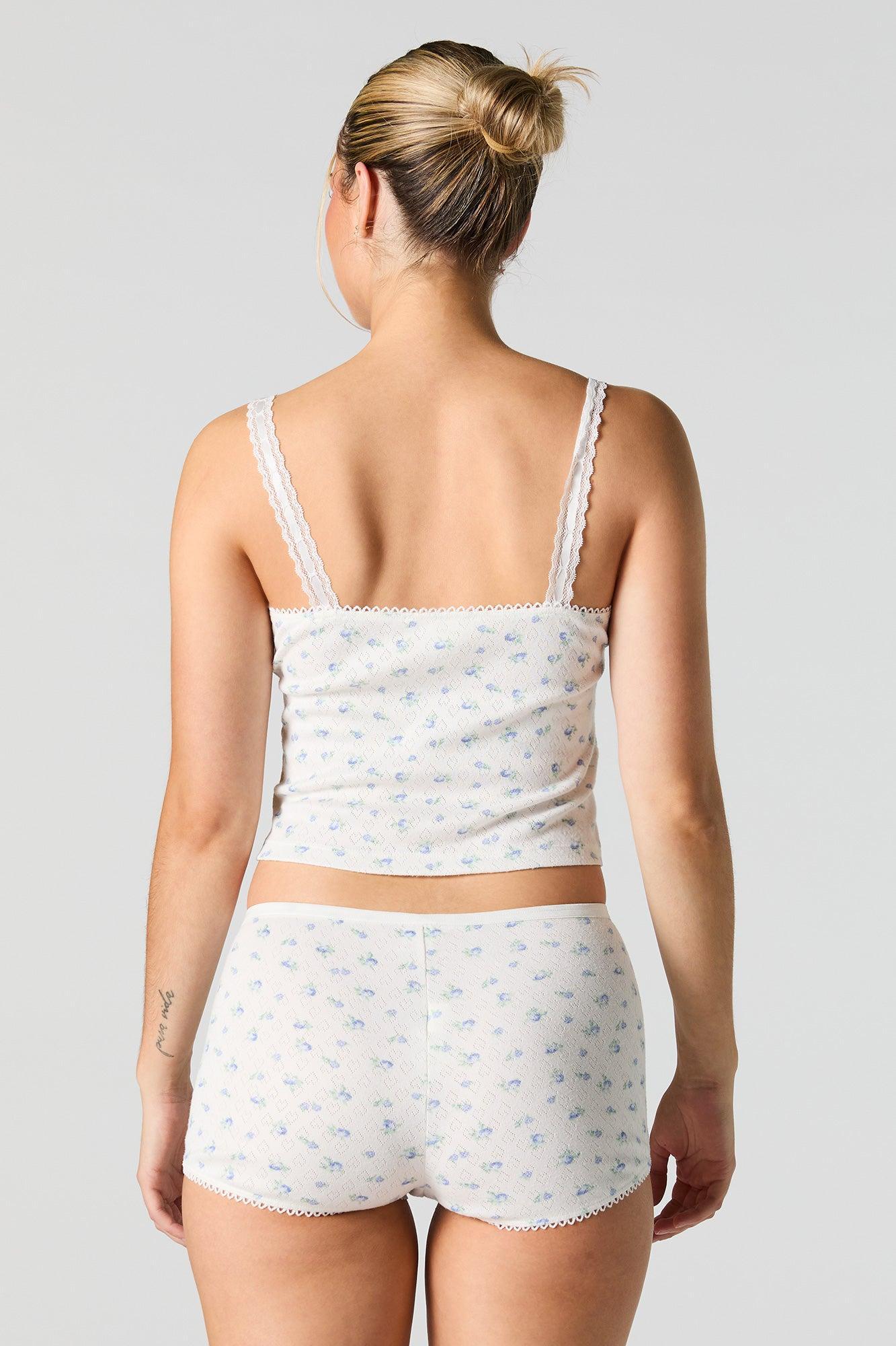 Printed Pointelle Knit Tank & Short 2 Piece Pajama Set Female Product Image