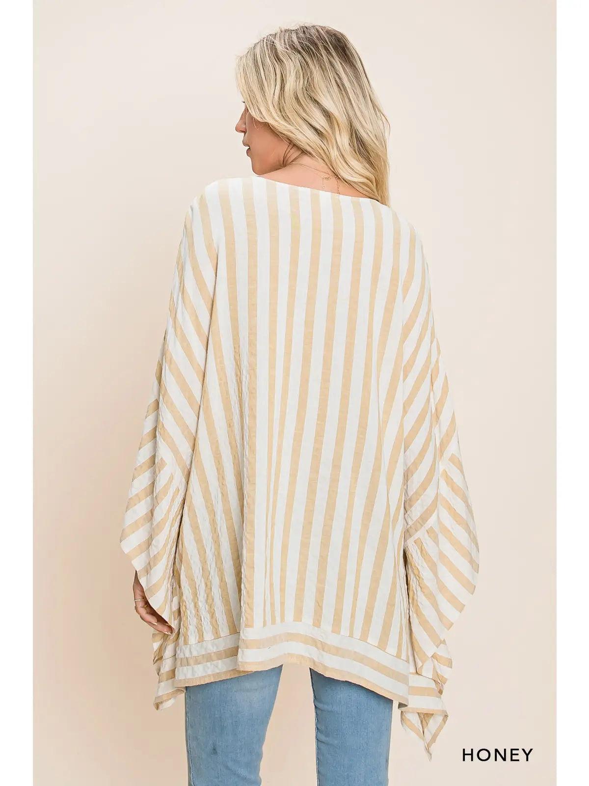 Stripe Cotton Poncho Cover Up Female Product Image