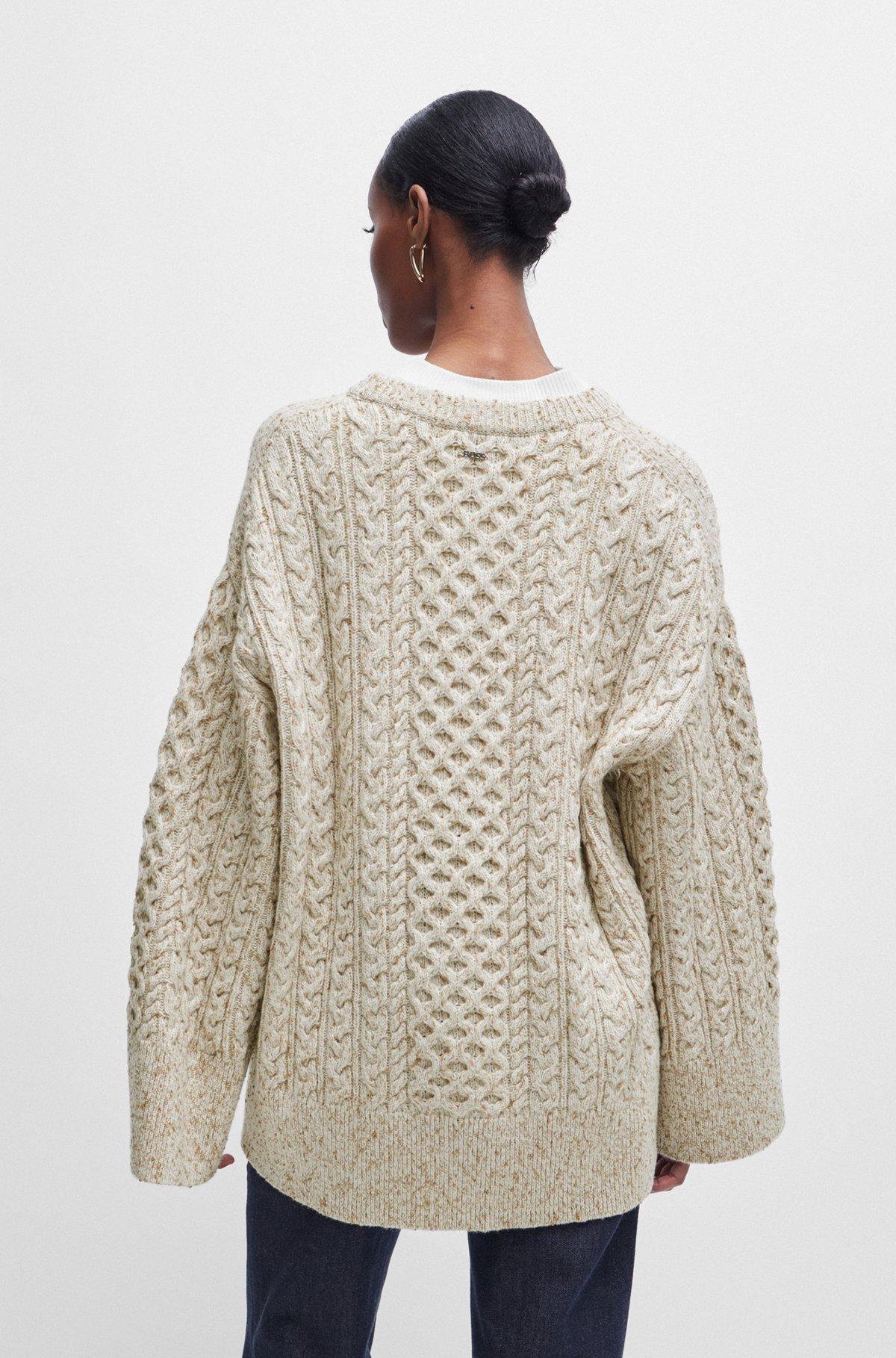 Wool-blend sweater with cable-knit structure Product Image