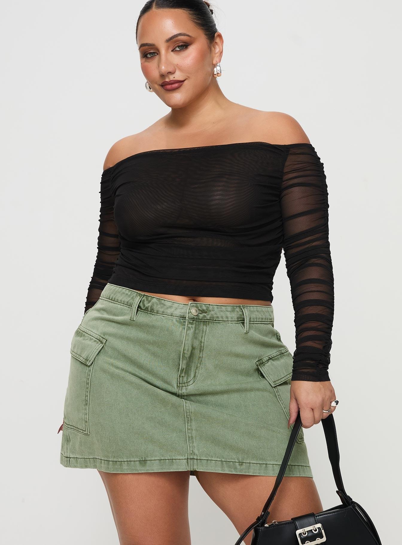 Zakai Cargo Denim Mini Skirt Green Curve Product Image